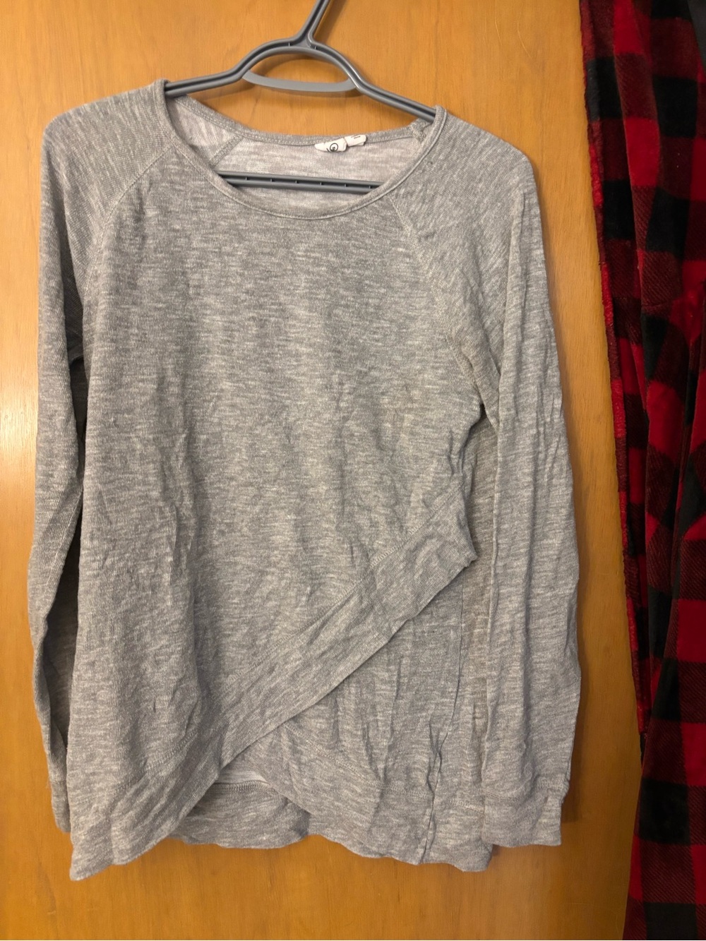 tentree Gray Long Sleeve Overlap Tee
